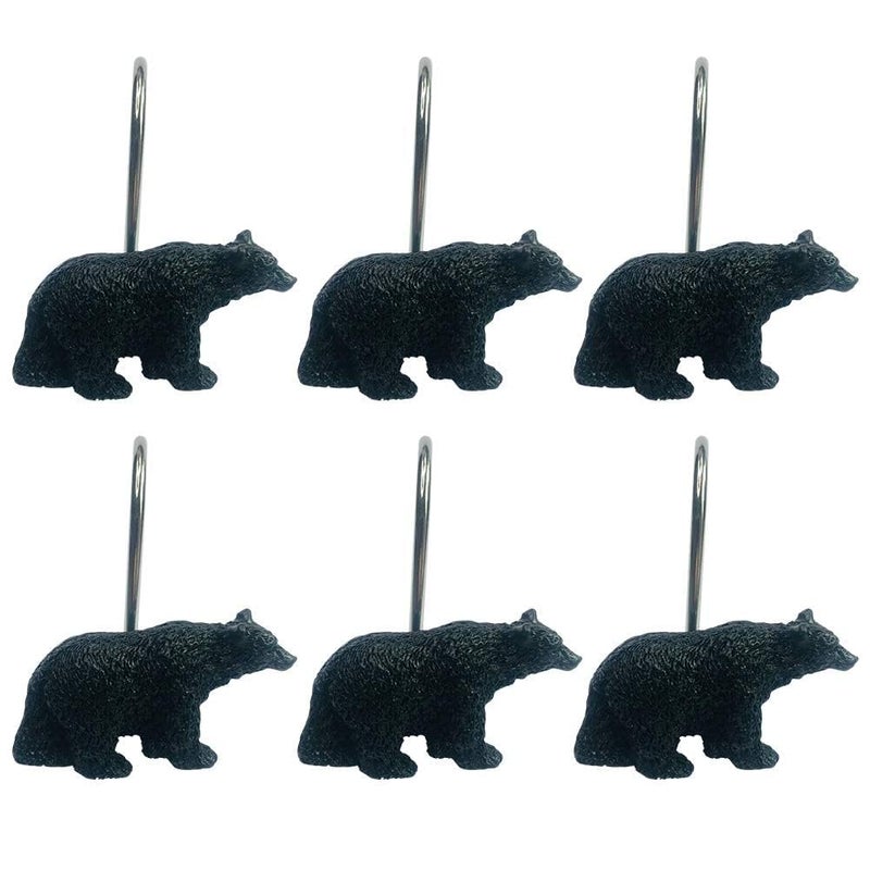 Twofishes Black Bear Lodge Shower Curtain Hooks Set of 12 Black Bear Lodge Shower Curtain Rins Set of 12 - Image 1